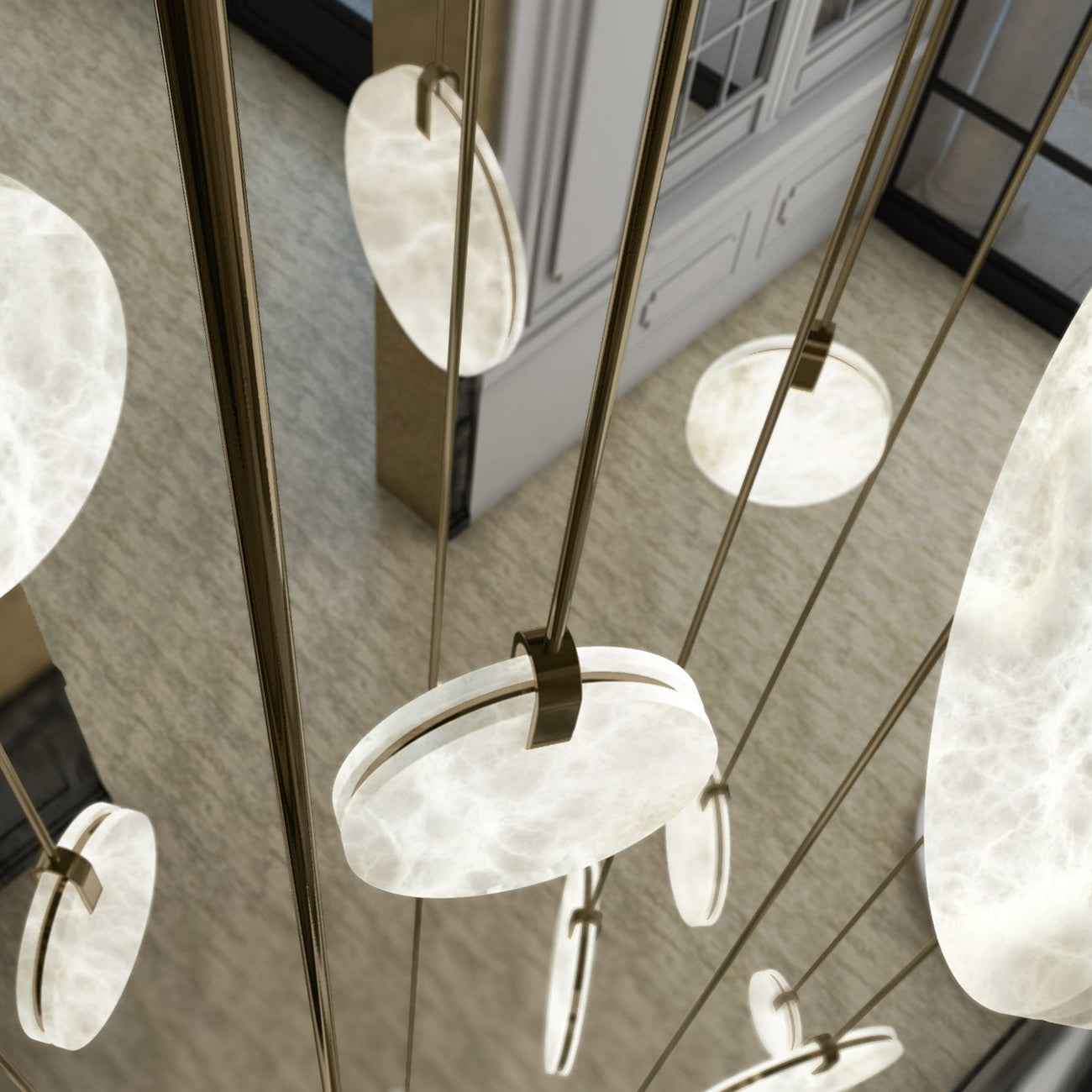 Soho Real Alabaster Disc Pendant Light, Pendant Lamp For Hallway, Staircase Pendant Light Kevinstudiolives