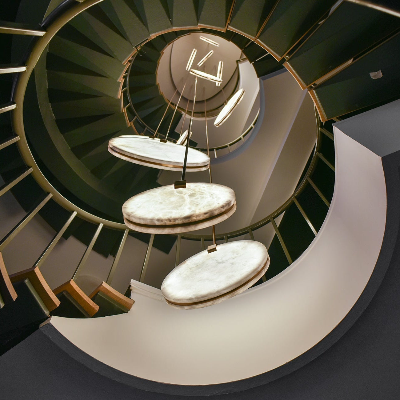 Soho Real Alabaster Disc Pendant Light, Pendant Lamp For Hallway, Staircase Pendant Light Kevinstudiolives