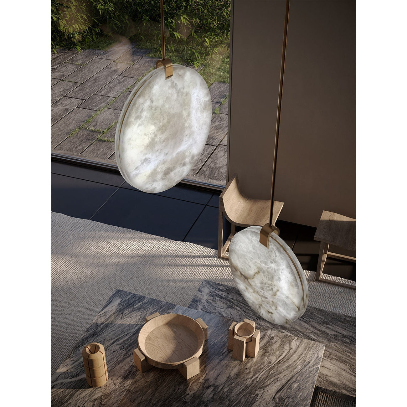 Soho Real Alabaster Disc Pendant Light, Pendant Lamp For Hallway, Staircase Pendant Light Kevinstudiolives