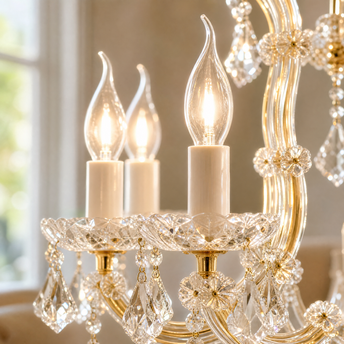 Detail of the sculpted metal with polished gold finish