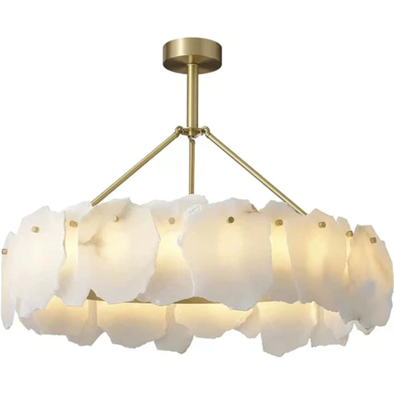 Carlos Alabaster Modern Snowflake Round Chandelier chandelier Kevin Studio Inc D31.5"