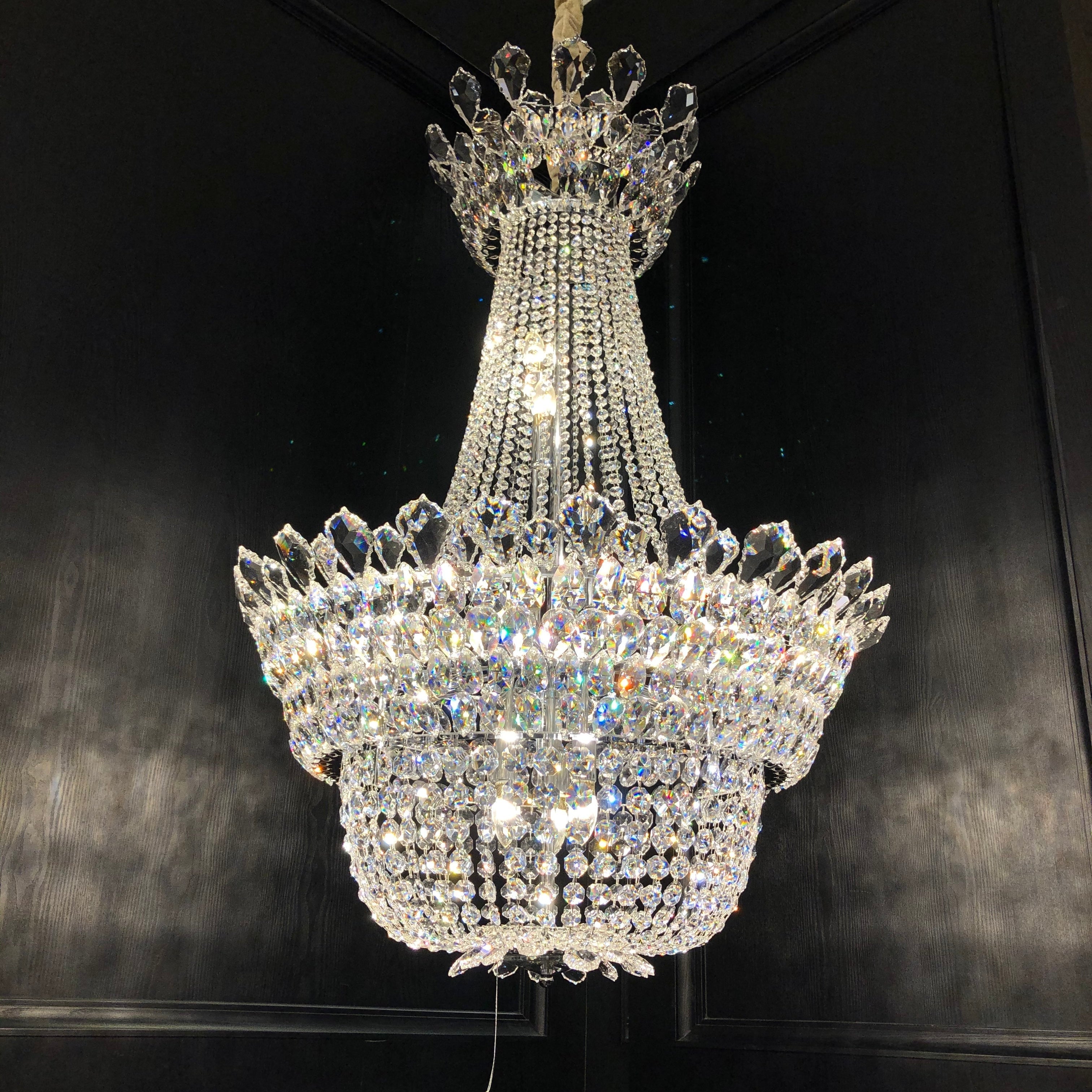 Luxury Empire Branch Crystal Chandelier Pendant Light for Entryway and Foyer-Chandeliers-D31.5" *H35.3"-Warm Light-Blushlighting