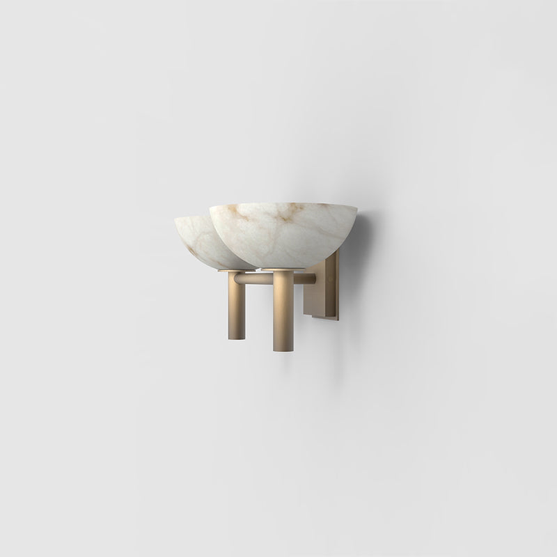 Zona Bowl Shade 2 Lights Alabaster Wall Sconce, Hallway Sconce Wall Light Fixtures Kevin Studio Inc
