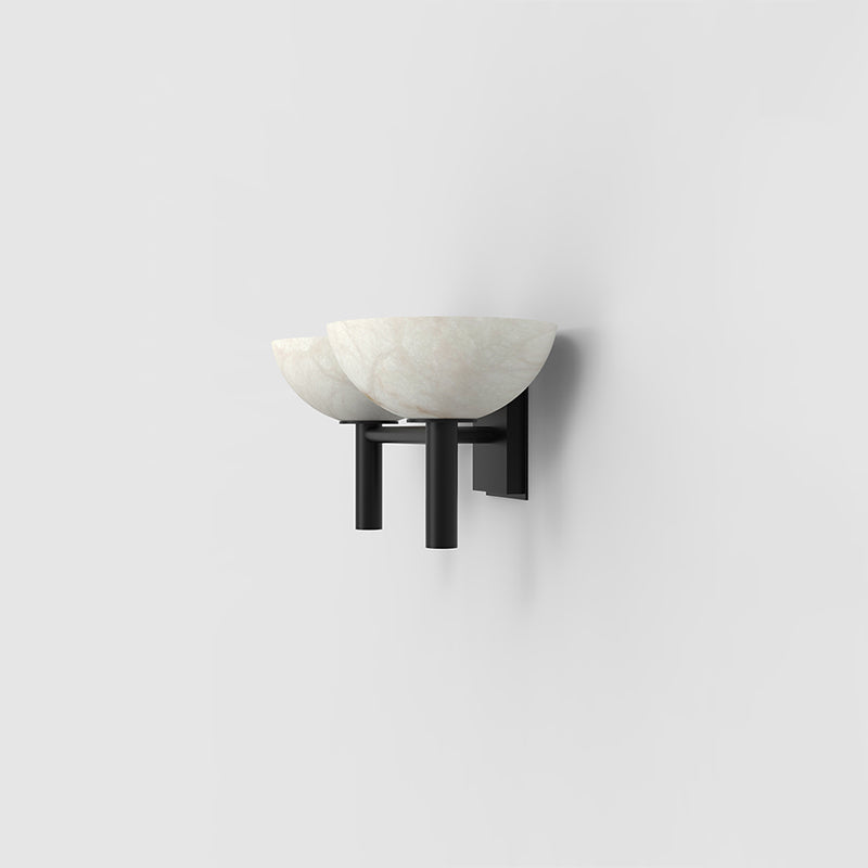 Zona Bowl Shade 2 Lights Alabaster Wall Sconce, Hallway Sconce Wall Light Fixtures Kevin Studio Inc