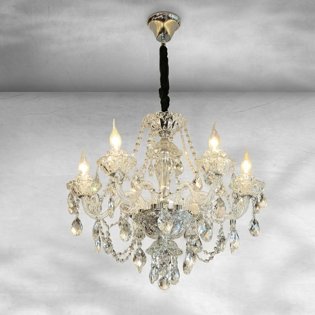 Luster Gaze Veridian Grandeur Crystal Chandelier - Background Shot