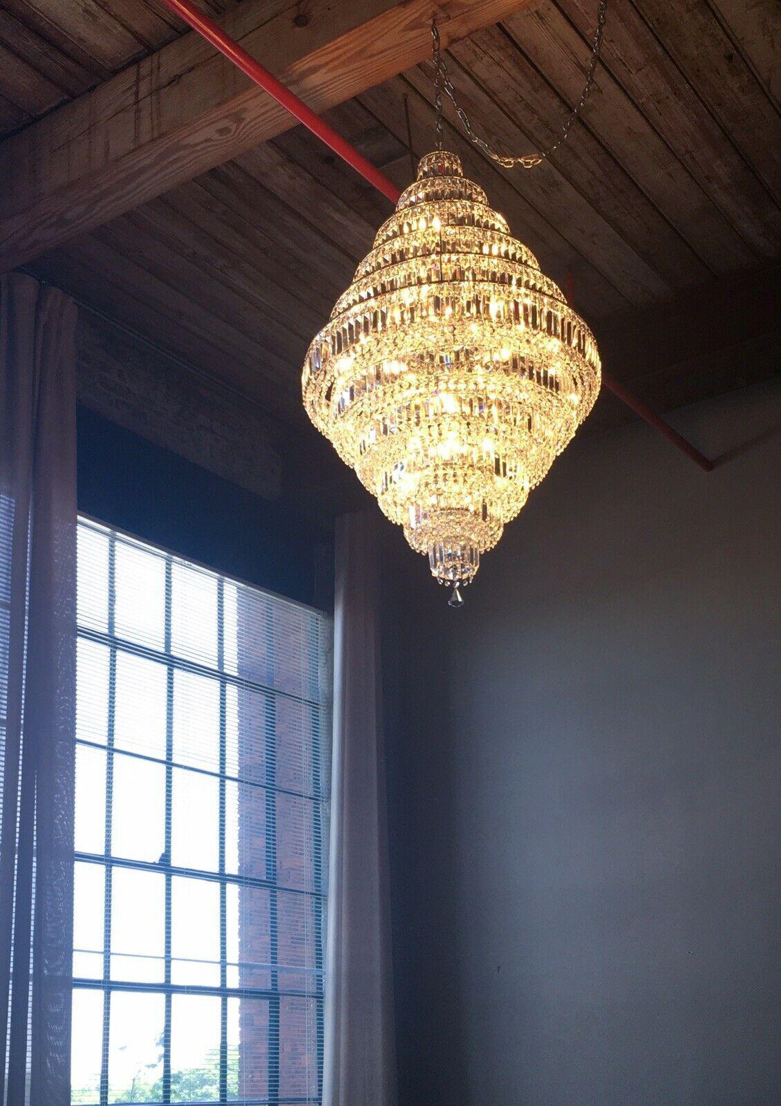 Chrome/ Silver/ GBUd Extra Large Chandelier For Foyer Living Room Staircase Crystal Ceiling Lighting Fixture