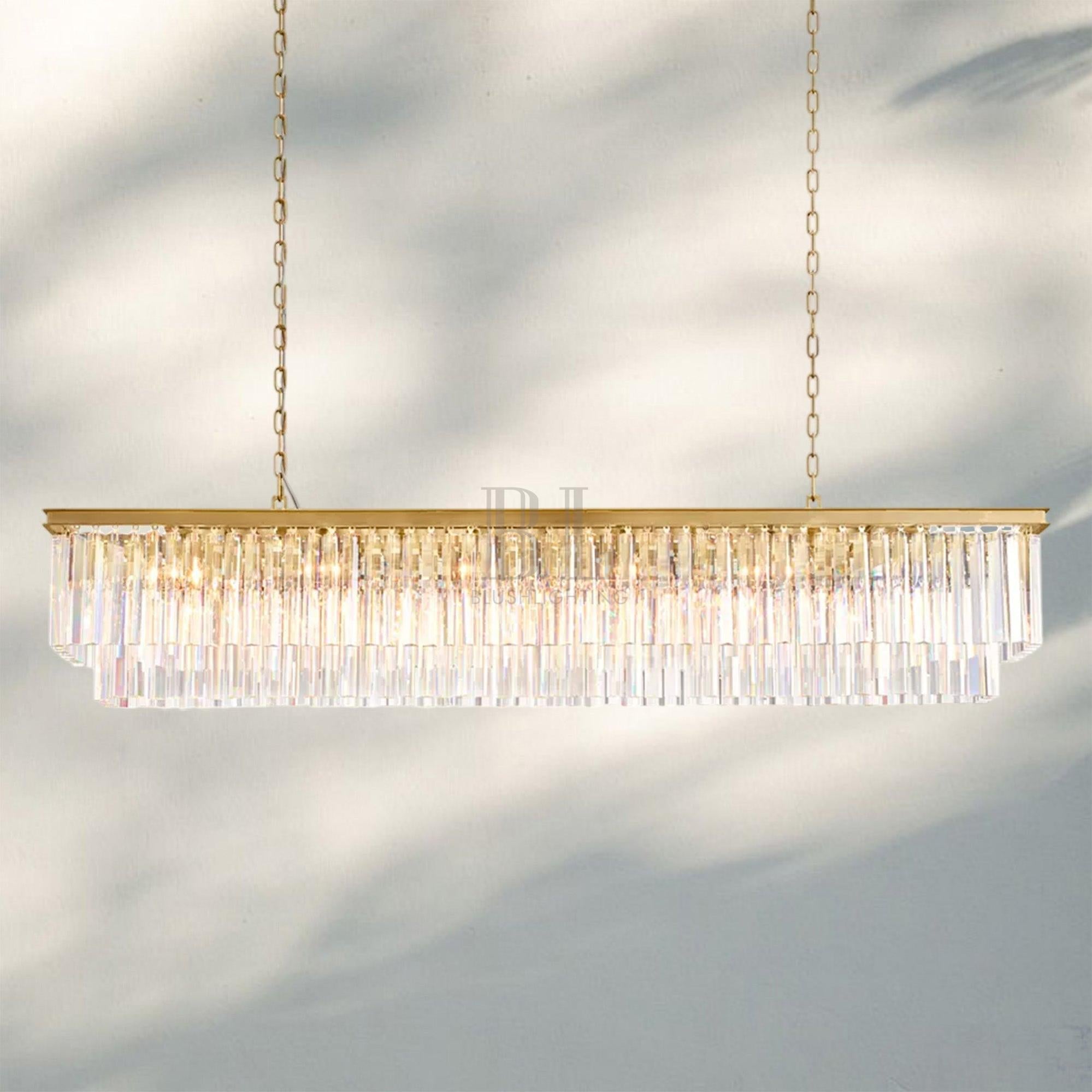 1920S Odaon Rectangular Chandelier 40-72"-Lacquered Burnished Brass-