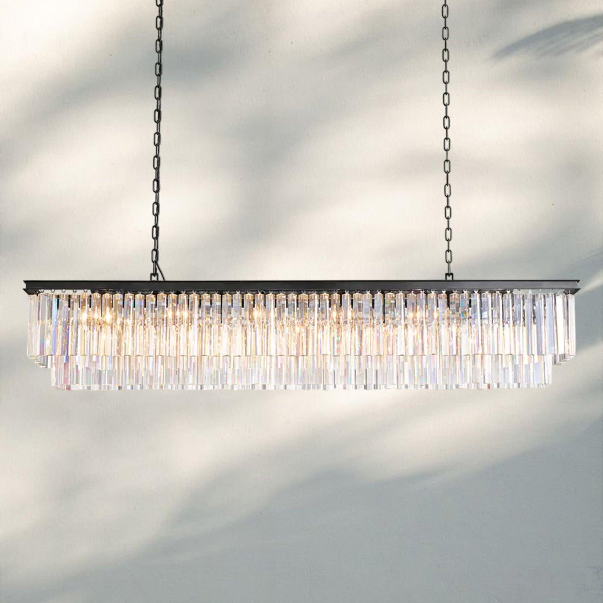1920S Odaon Rectangular Chandelier 40-72"-Matte Black-