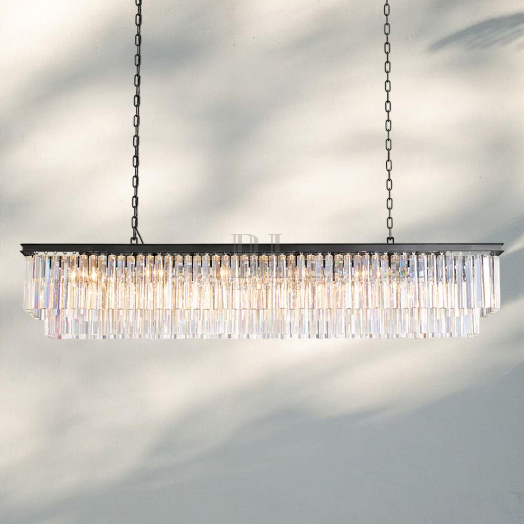 1920S Odaon Rectangular Chandelier 40-72"-Matte Black-