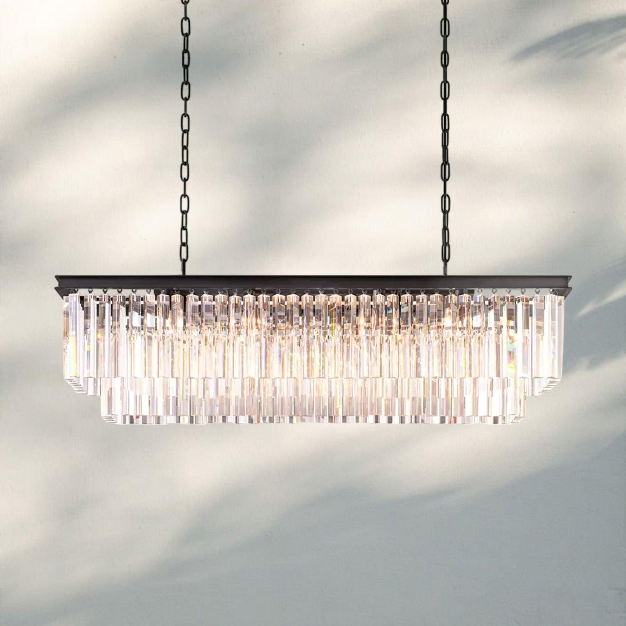 1920S Odaon Rectangular Chandelier 40-49"-Matte Black-