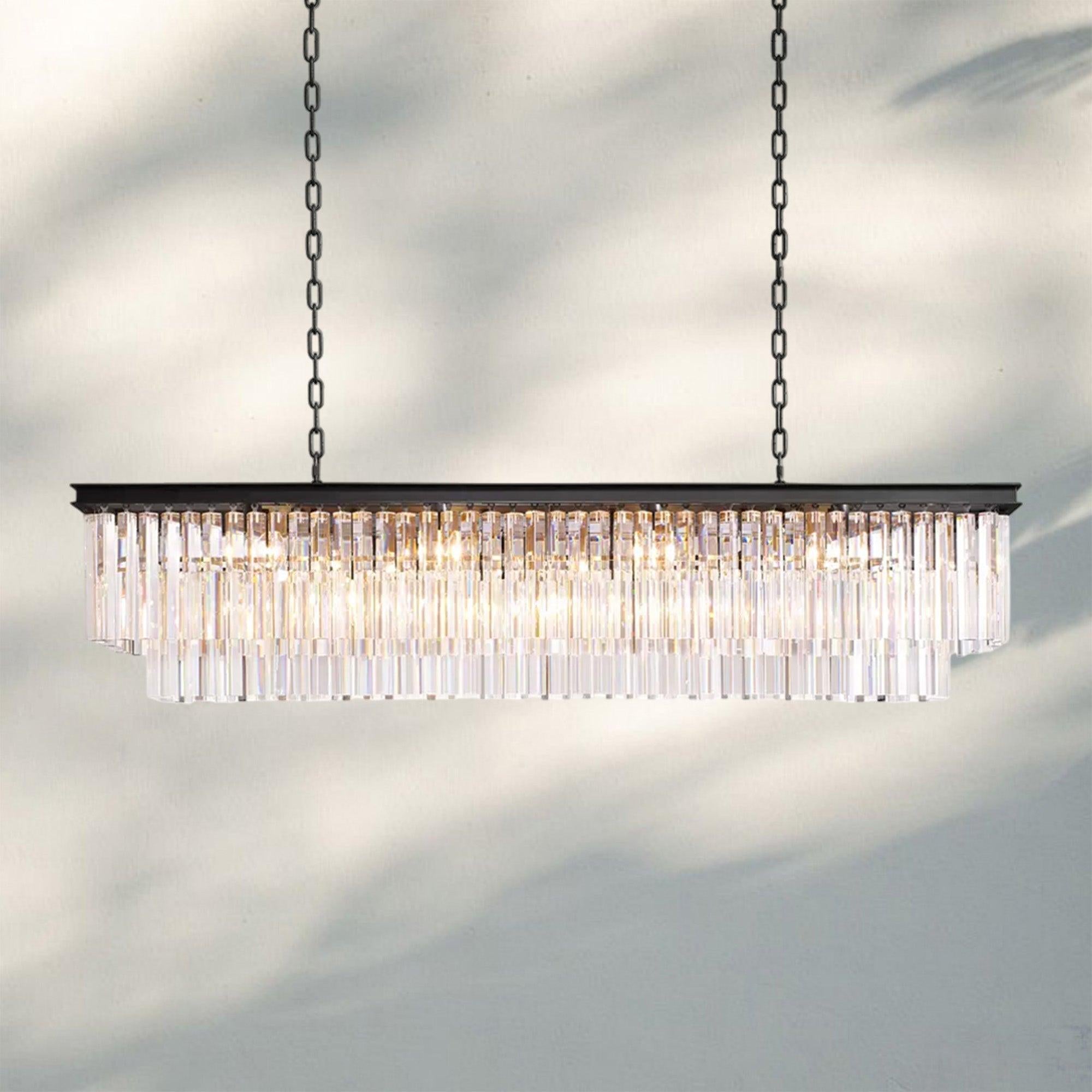 1920S Odaon Rectangular Chandelier 40-59"-Matte Black-