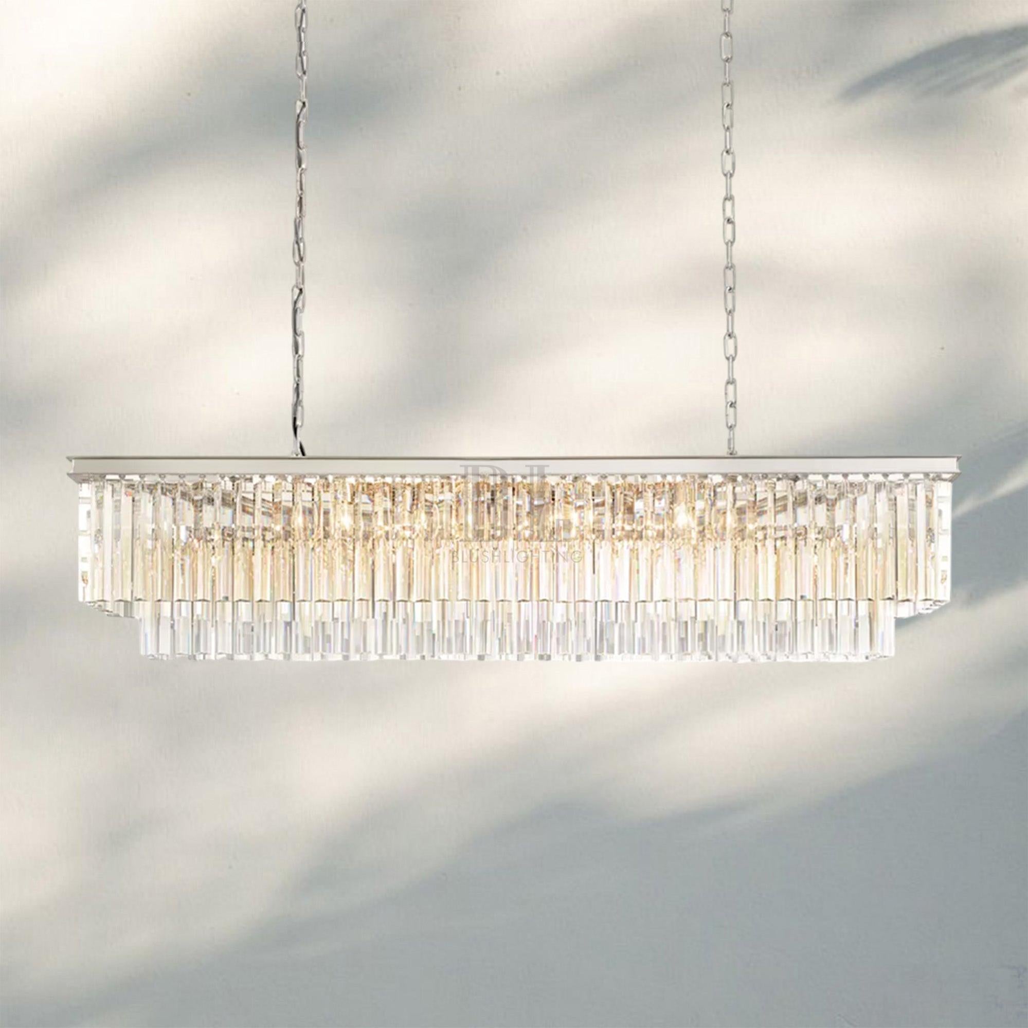 1920S Odaon Rectangular Chandelier 40-59"-Polished Nickel-