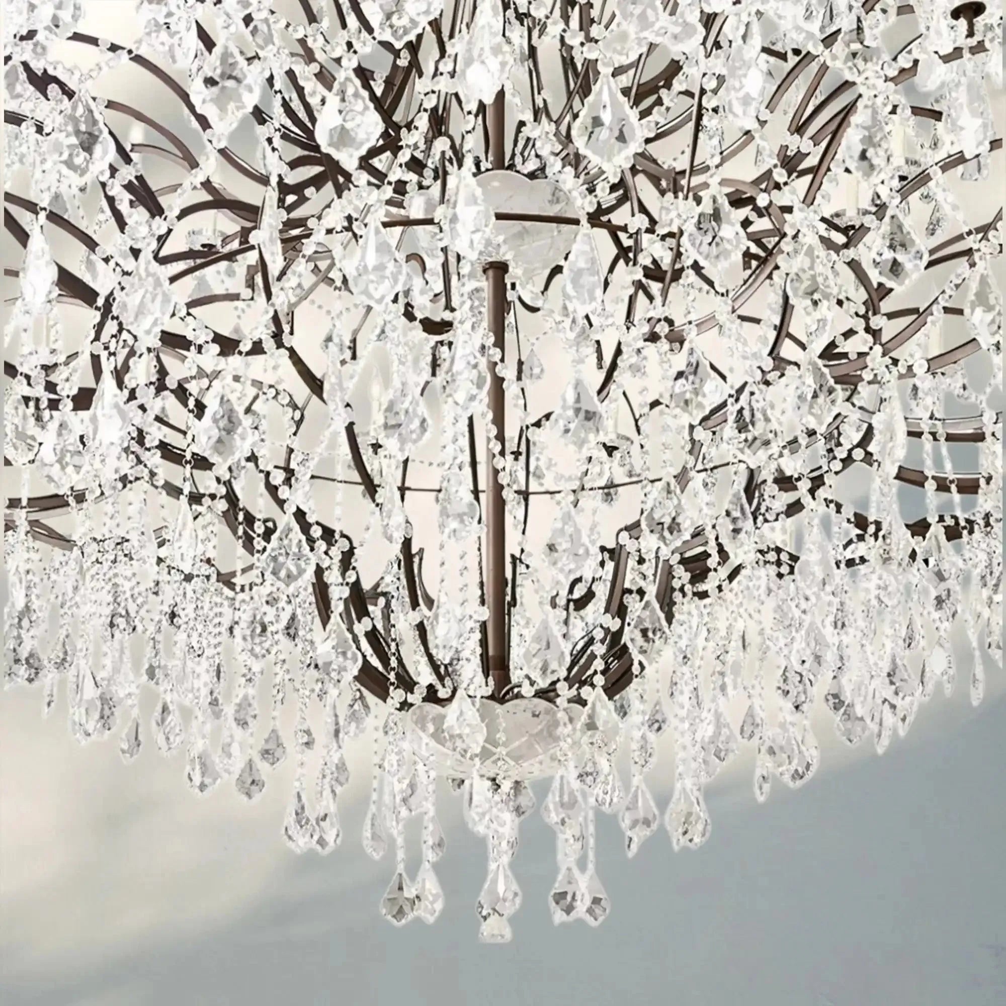 19th C. Rococa Iron & Crystal Round Chandelier 101"-