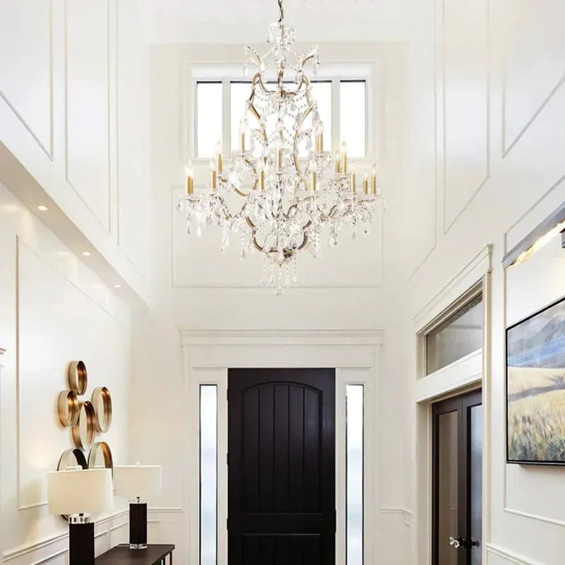 19th C. Rococa Iron & Crystal Round Chandelier 40"-Blushlighting