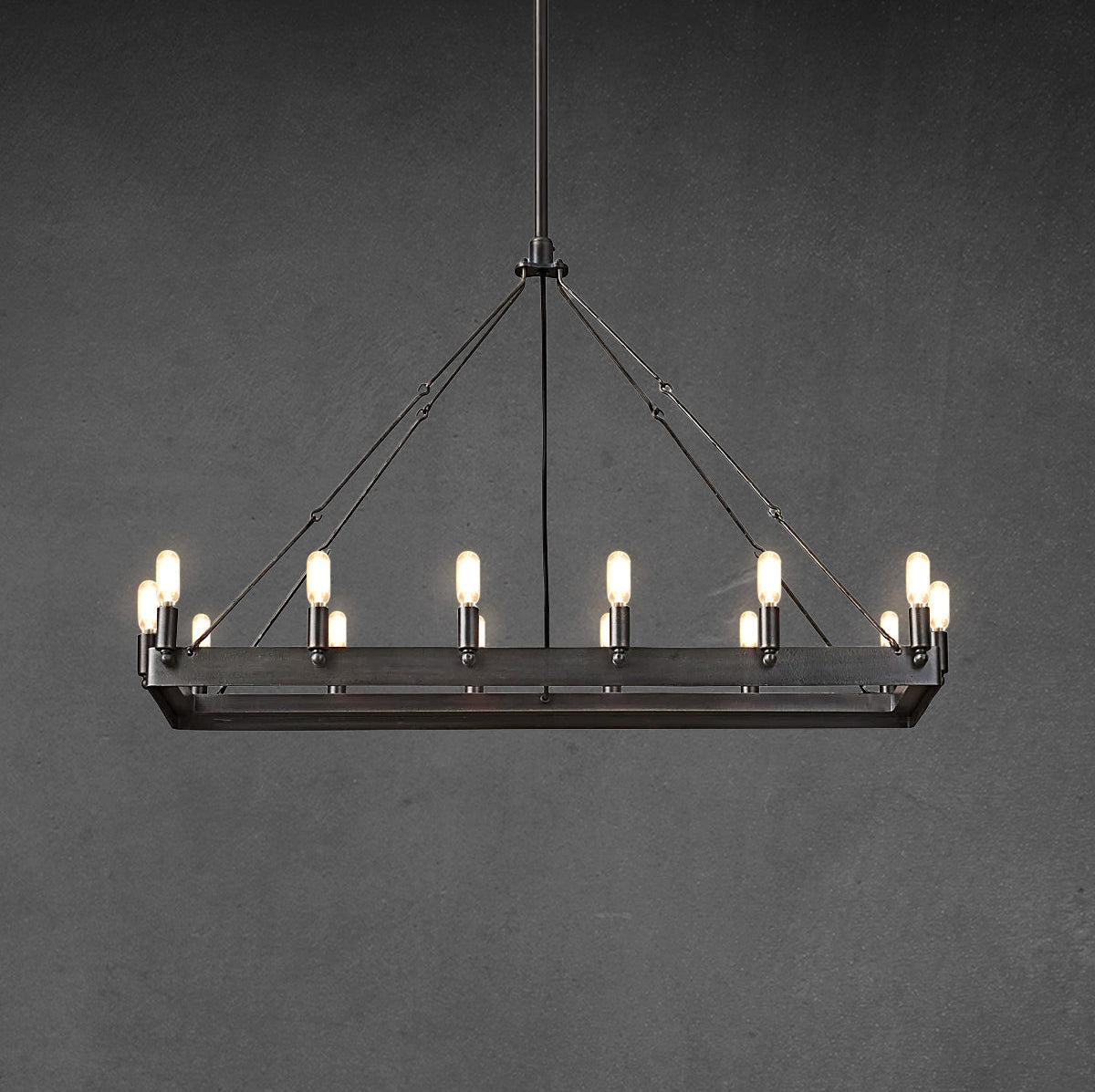 Camina Vintage Filament Rectangle Chandelier 41''52''