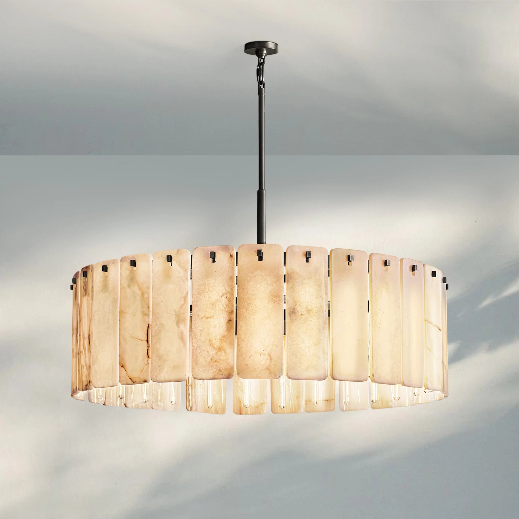 Calametta Onyx Round Chandelier 36" 48'' 60''-48''-Bronze-Blushlighting