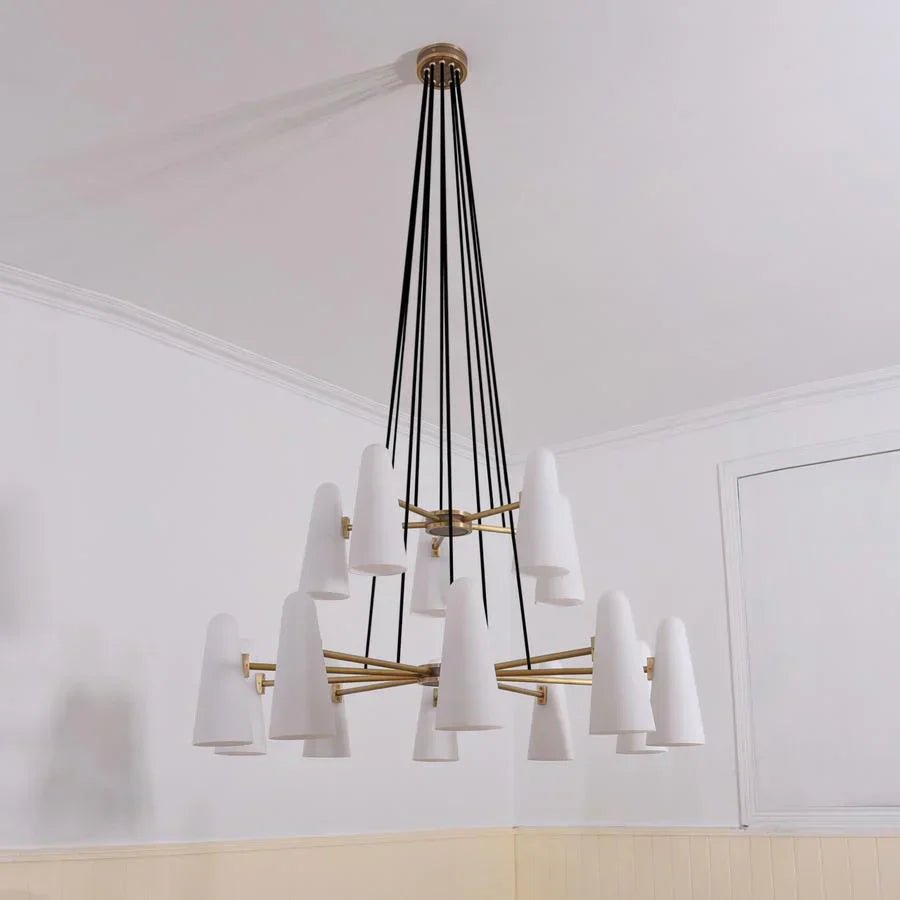 2 - Tier White Porcelain Round Chandelier - Blushlighting