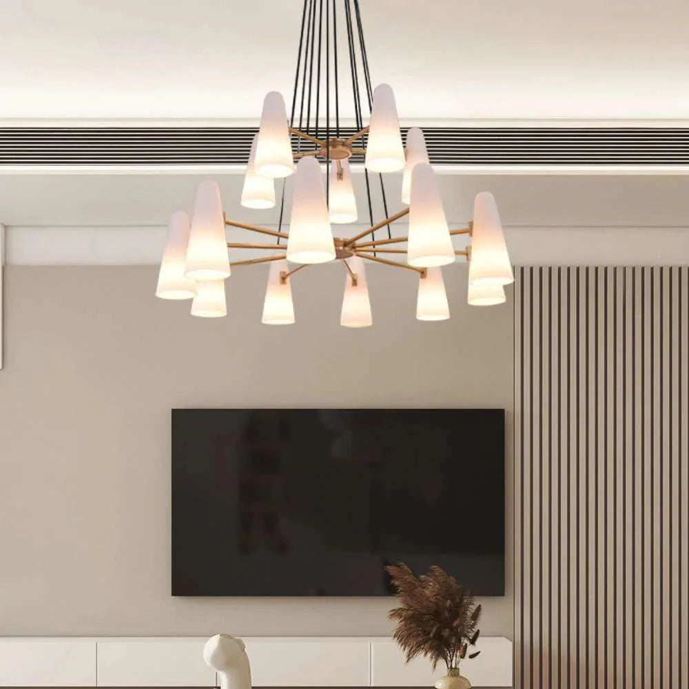 2-Tier White Porcelain Round Chandelier-