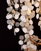 Modern Unique Artistic Flower Brass Branch Semi-flush Mount Chandelier for Living Room/ Hallway/ Entryway/ Staircase-Chandeliers-Blushlighting