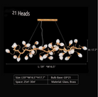 21Heads: L59.0"*W16.5"*H17.7" chandelier,chandeliers,pendant,ceiling,chain,adjustable,long table,big table,big,huge,large,oversize,eggs,branch,brass,glass,air bubble,art