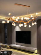 Modern Art Extra Large Branch Style Chandelier with Clear Bubble Glass Eggs for Dining Room and Living Room-Chandeliers-30 Lights: L68.9"*W16.5"*H17.7"-Warm Light-Blushlighting