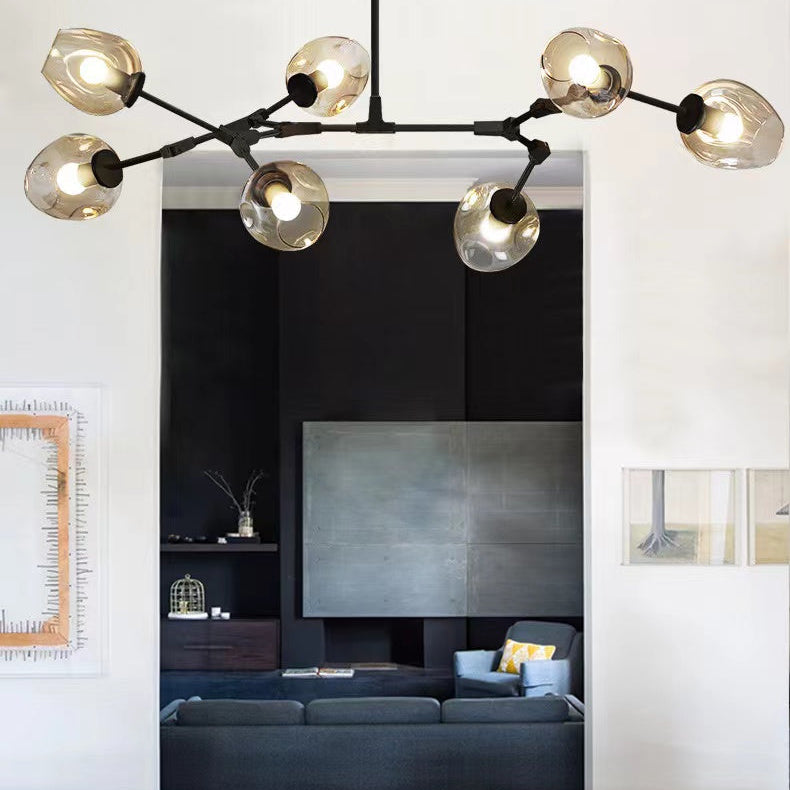 Modern Industrial Branch Chandelier with Multiple Glass Pendants Extra Large for Living or Dining Room-Chandeliers-Blushlighting