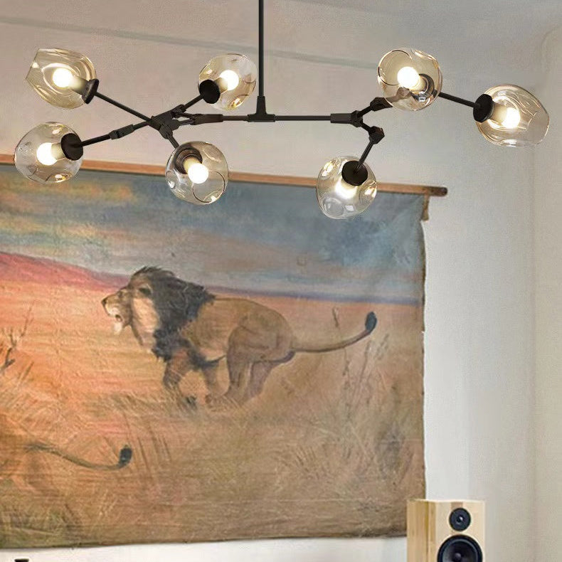 Modern Industrial Branch Chandelier with Multiple Glass Pendants Extra Large for Living or Dining Room-Chandeliers-Blushlighting