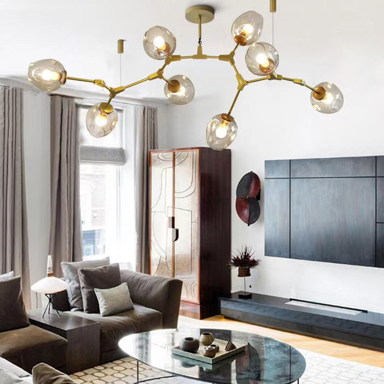 Modern Industrial Branch Chandelier with Multiple Glass Pendants Extra Large for Living or Dining Room-Chandeliers-Blushlighting