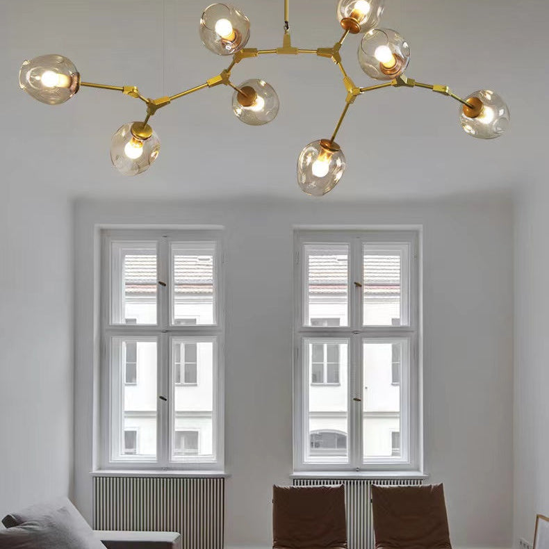 Modern Industrial Branch Chandelier with Multiple Glass Pendants Extra Large for Living or Dining Room-Chandeliers-Blushlighting