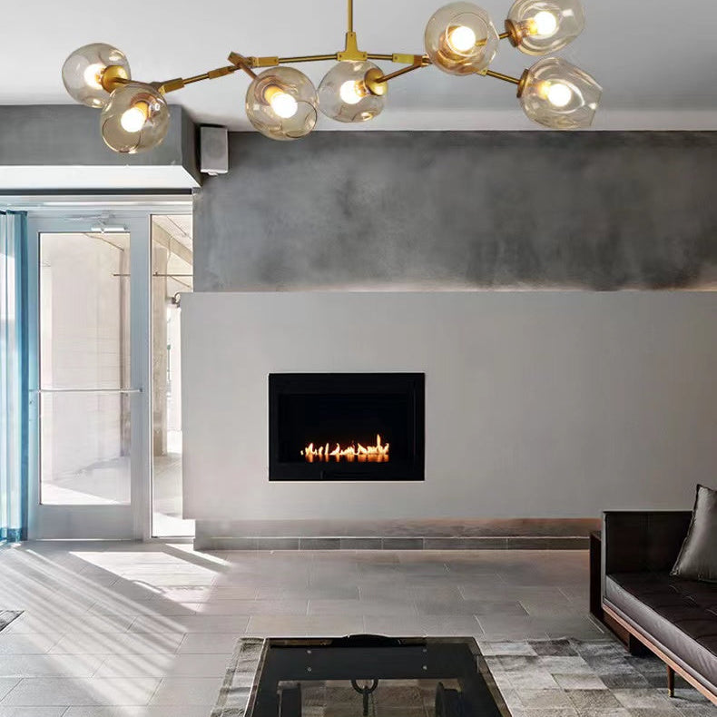 Modern Industrial Branch Chandelier with Multiple Glass Pendants Extra Large for Living or Dining Room-Chandeliers-Blushlighting