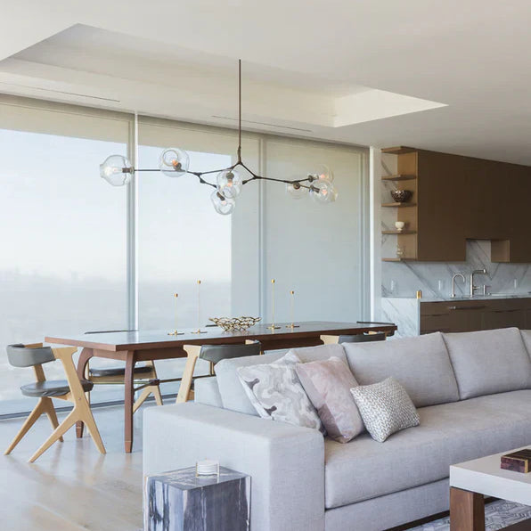 Modern Sputnik Smoky Gray/Amber Glass Branch Chandelier for Kitchen Island/Dining Room-Chandeliers-Blushlighting