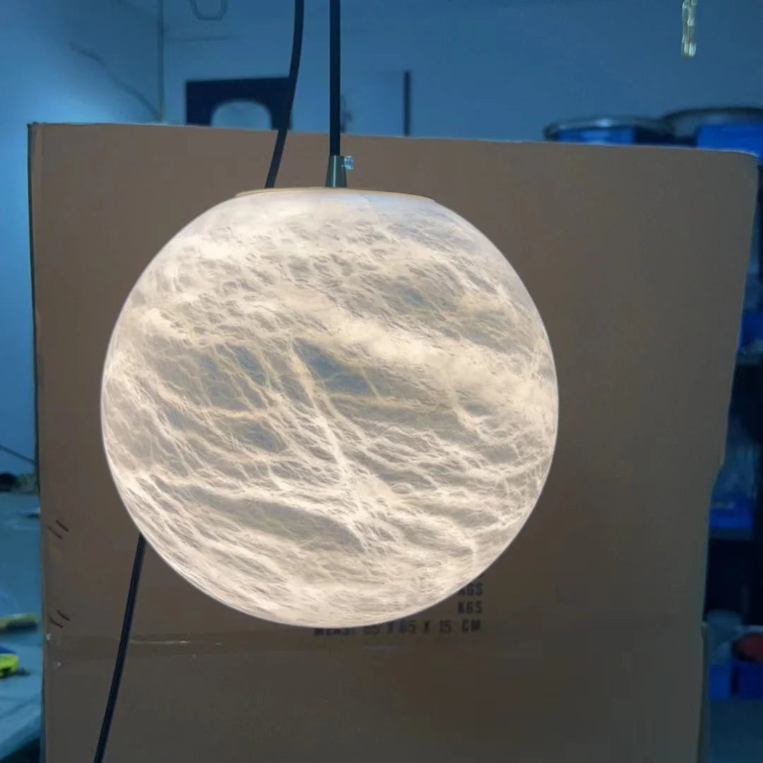 Alabaster Spherical Pendant Light-Blushlighting