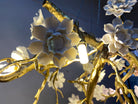 Post-Modern Art Brass and Ceramics Flower Pendant Branch Chandelier for Living/Dining Room-Chandeliers-Blushlighting