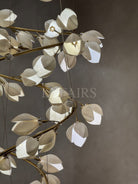 Spiral Pure White Magnolia Chandelier with Golden Branches for Staircase/High-ceiling Space/Foyer/ Duplex-Chandeliers-Blushlighting