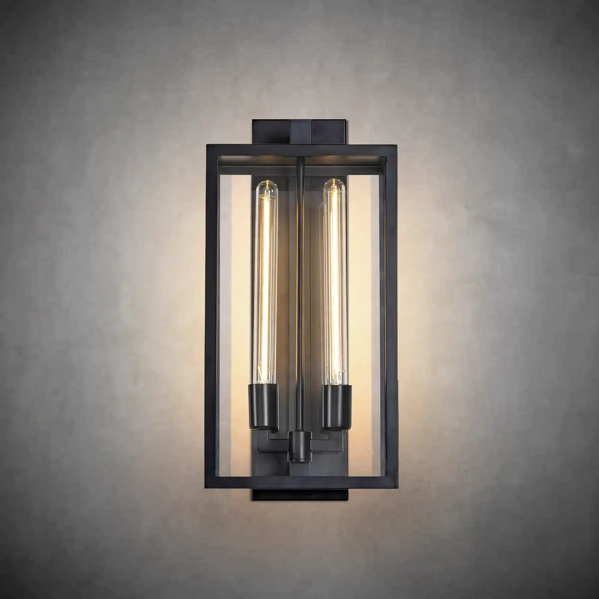 21" Gold Outdoor Wall Sconce with Glass Shade - BlackBlushlighting