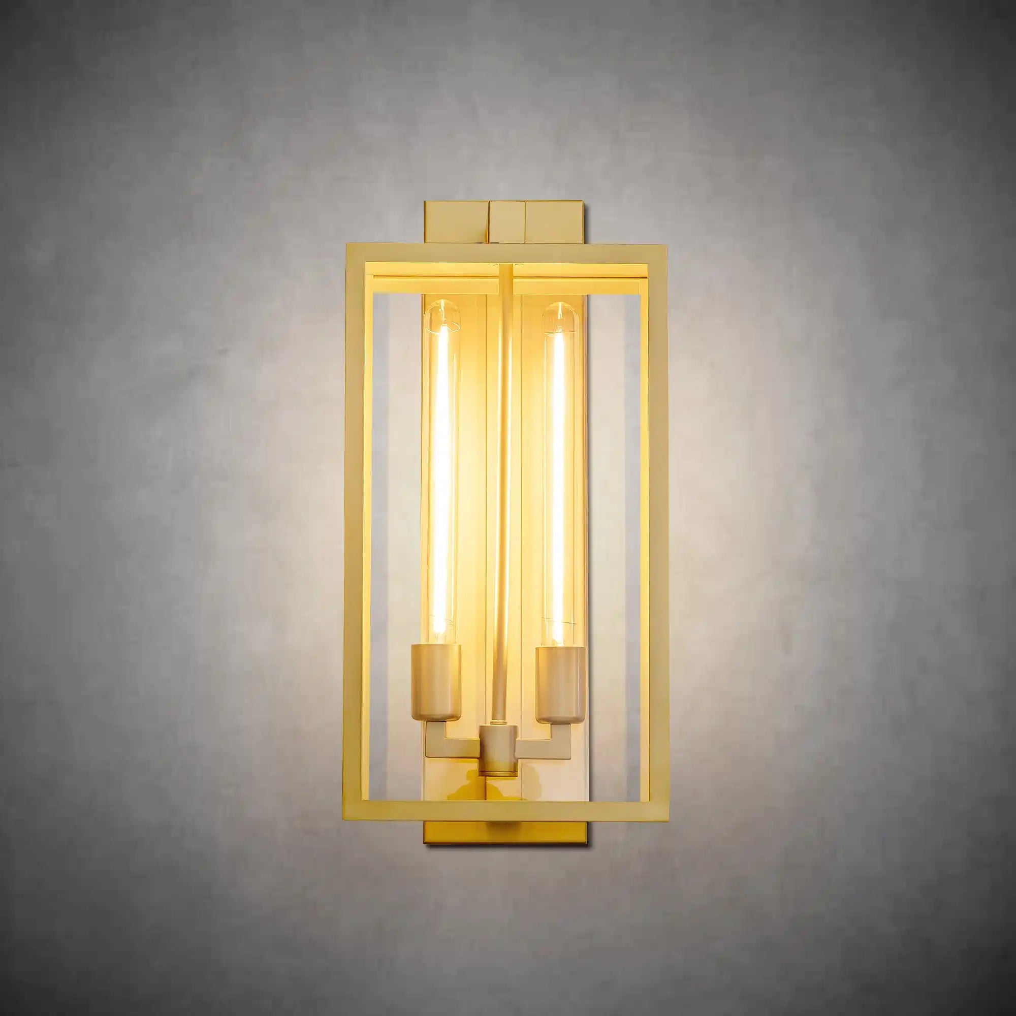 21" Gold Outdoor Wall Sconce with Glass Shade - GoldBlushlighting