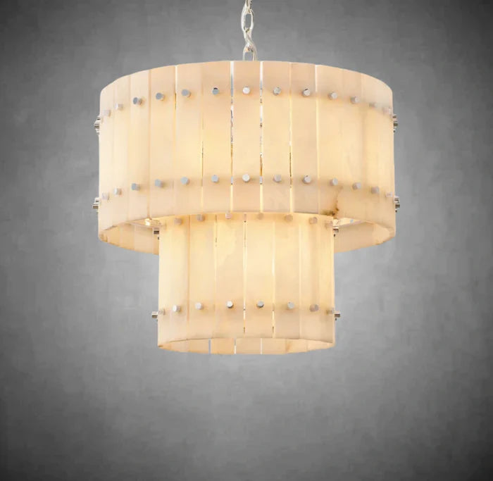 Sun Marcus Alabaster Round Tiered Chandelier