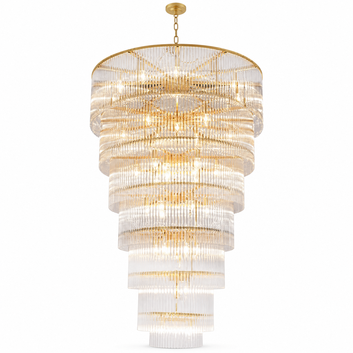 D990 Seven-Layer Striped Column Stair Light - Gold