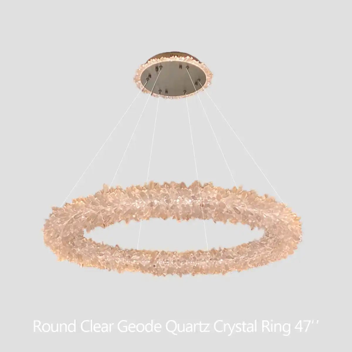 24 - 47 Inch Round Clear Geode Quartz Crystal Ring Pendant Light Modern Chandelier for Living Room - Blushlighting