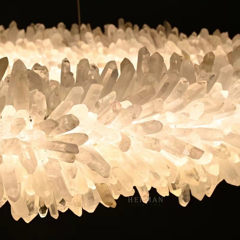 24-47 Inch Round Clear Geode Quartz Crystal Ring Pendant Light Modern Chandelier for Living Room - Diam 24''BrassBlushlighting