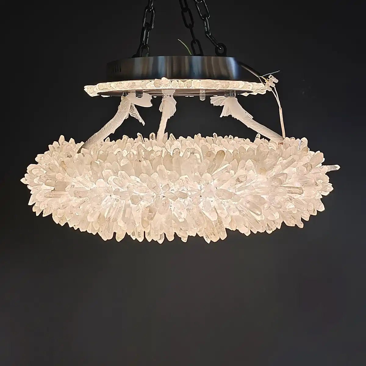 24 - 47 Inch Round Clear Geode Quartz Crystal Ring Pendant Light Modern Chandelier for Living Room - Blushlighting