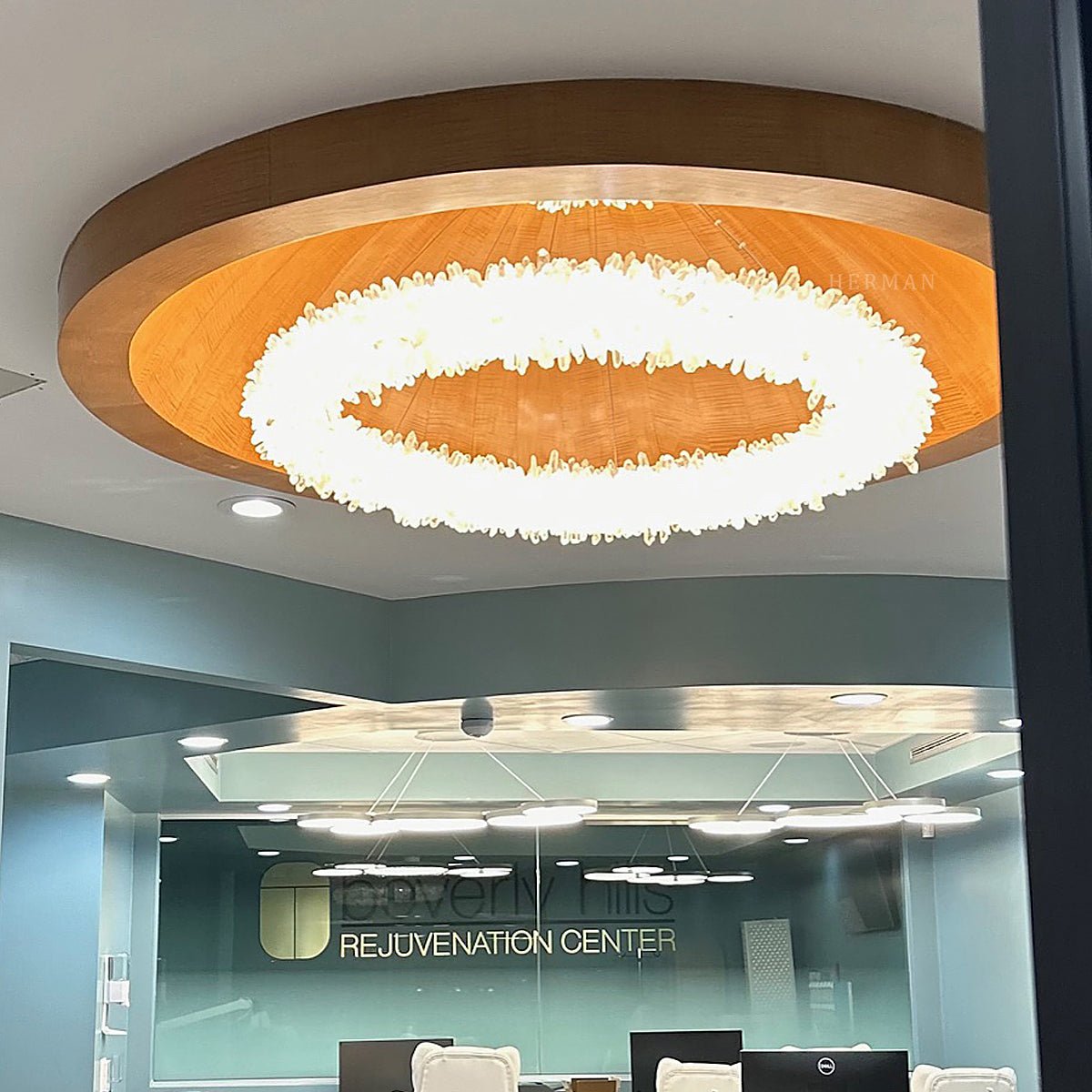 24-47 Inch Round Clear Geode Quartz Crystal Ring Pendant Light Modern Chandelier for Living Room - Diam 24''BrassBlushlighting
