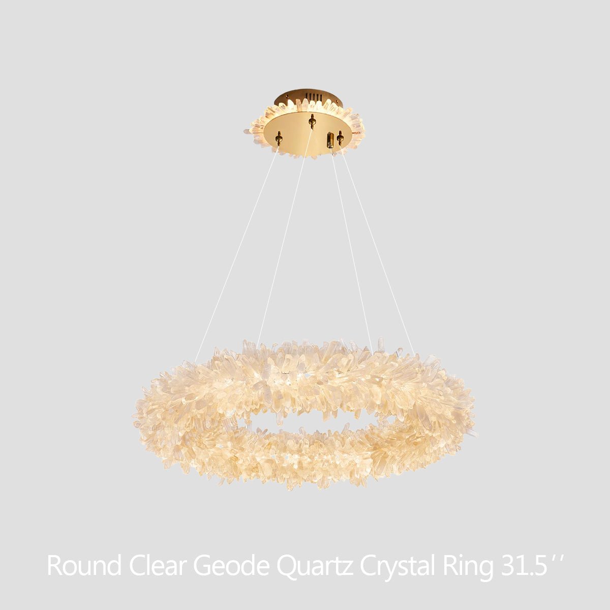 24-47 Inch Round Clear Geode Quartz Crystal Ring Pendant Light Modern Chandelier for Living Room - Diam 31.5''BrassBlushlighting