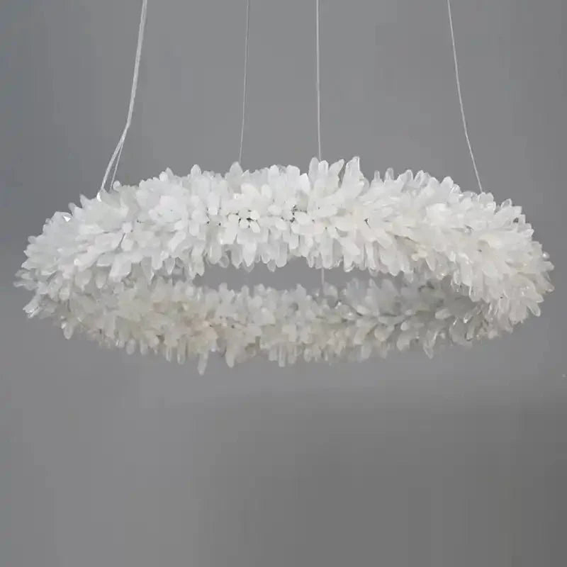 24 - 47 Inch Round Clear Geode Quartz Crystal Ring Pendant Light Modern Chandelier for Living Room - Blushlighting
