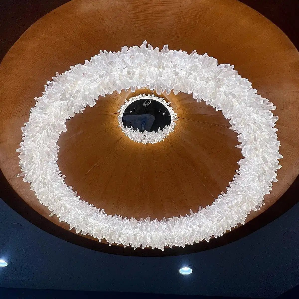 24 - 47 Inch Round Clear Geode Quartz Crystal Ring Pendant Light Modern Chandelier for Living Room - Blushlighting