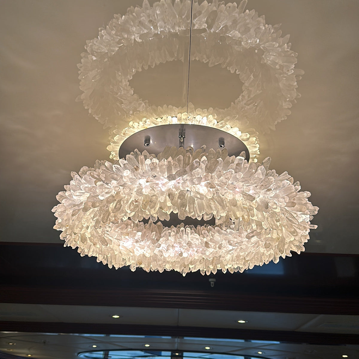 24-47 Inch Round Clear Geode Quartz Crystal Ring Pendant Light Modern Chandelier for Living Room - Diam 31.5''BrassBlushlighting