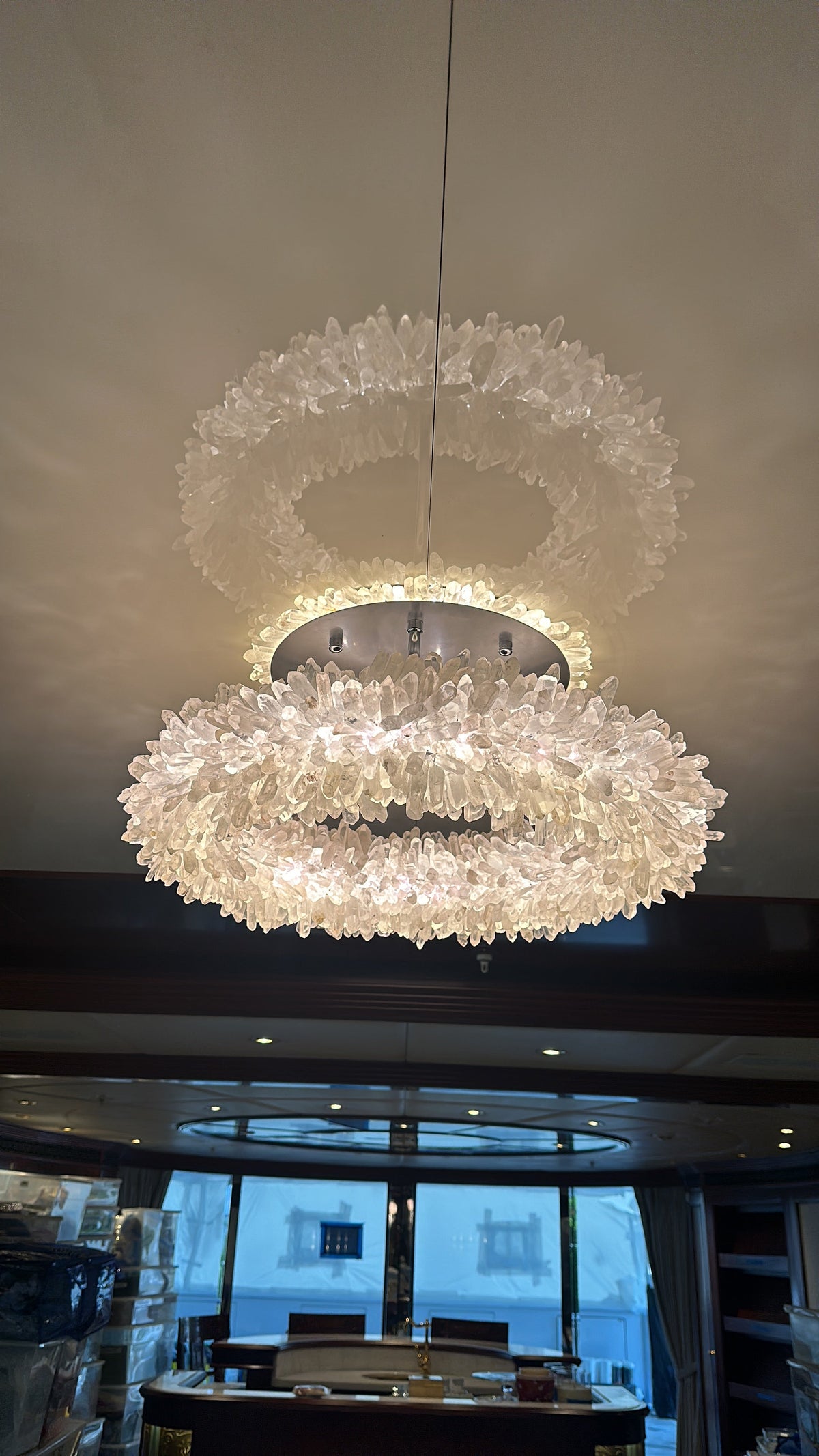 24-47 Inch Round Clear Geode Quartz Crystal Ring Pendant Light Modern Chandelier for Living Room - Diam 31.5''BrassBlushlighting