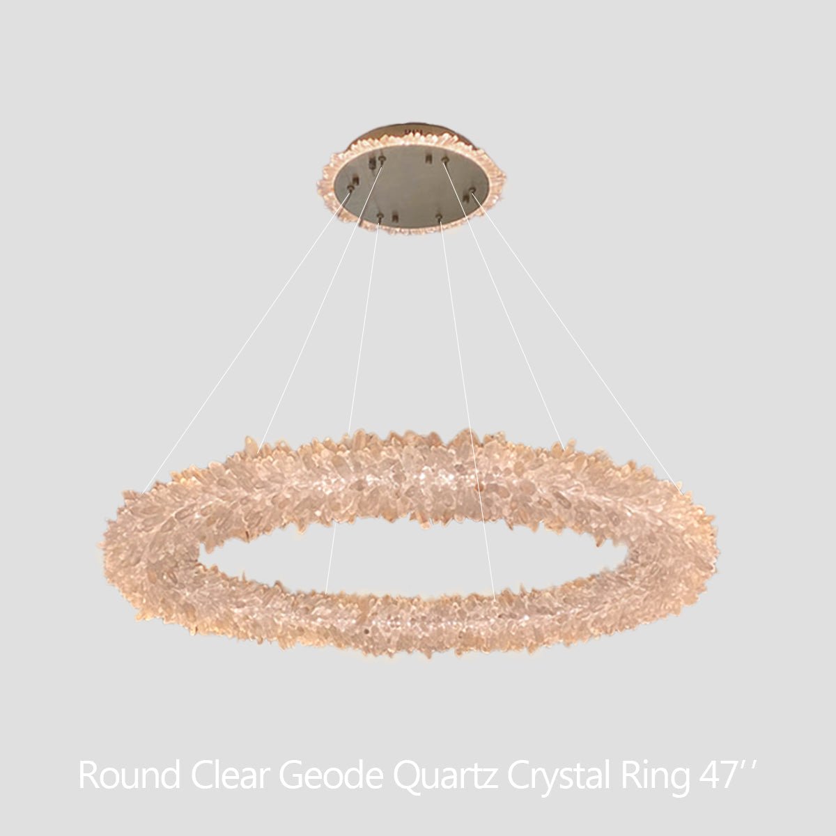 24-47 Inch Round Clear Geode Quartz Crystal Ring Pendant Light Modern Chandelier for Living Room - Diam 31.5''BrassBlushlighting
