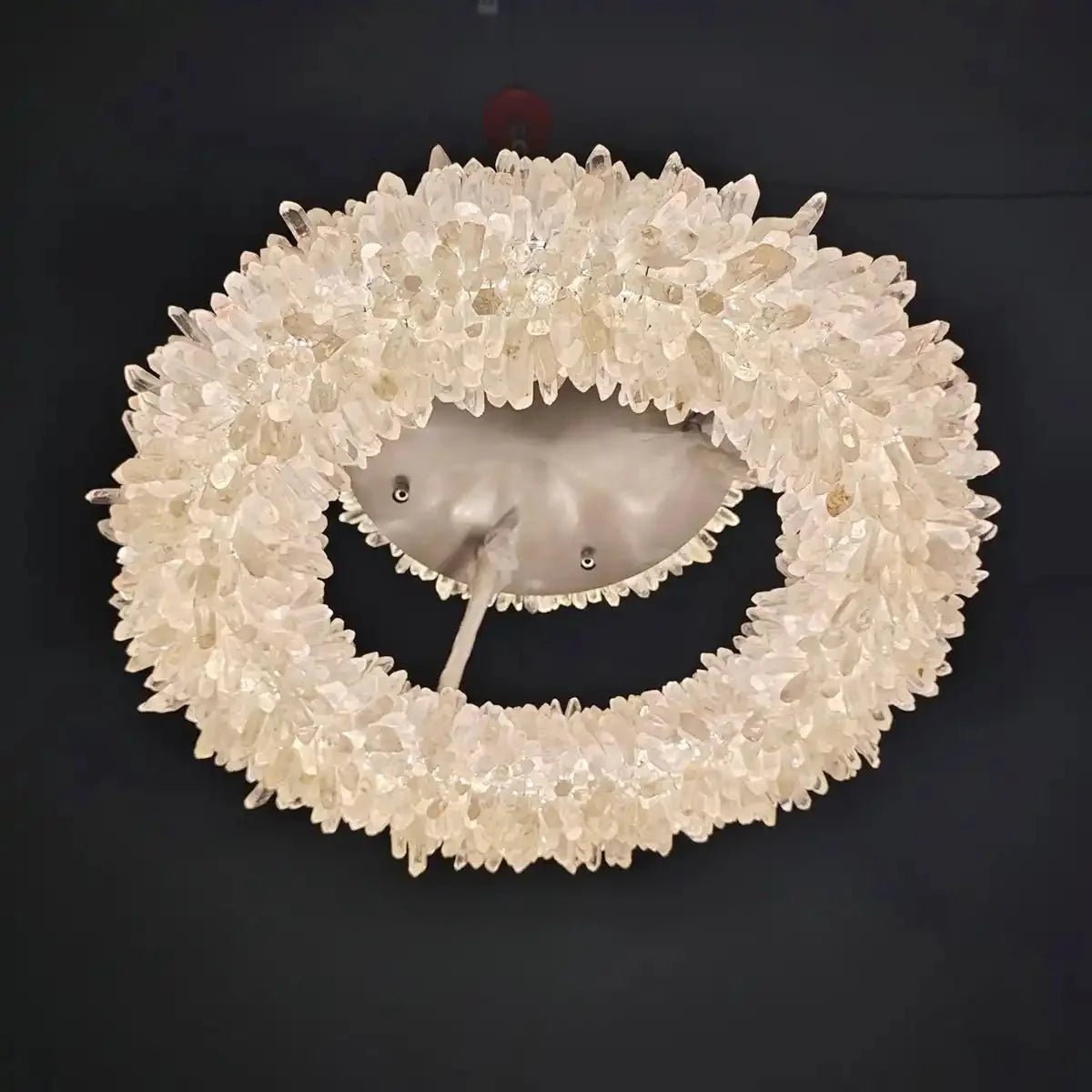 24 - 47 Inch Round Clear Geode Quartz Crystal Ring Pendant Light Modern Chandelier for Living Room - Custom 24'' FlushmountBrassBlushlighting