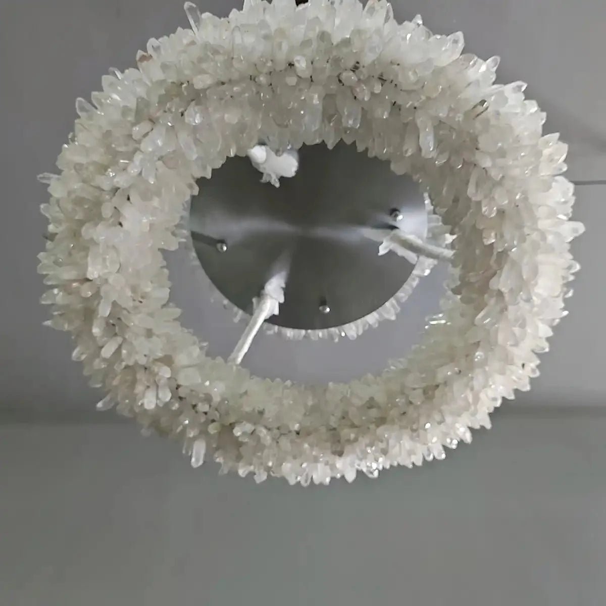 24 - 47 Inch Round Clear Geode Quartz Crystal Ring Pendant Light Modern Chandelier for Living Room - Custom 24'' FlushmountBrassBlushlighting